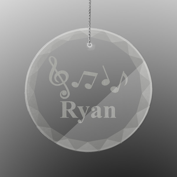 Custom Musical Notes Engraved Glass Ornament - Round (Personalized)