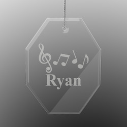 Musical Notes Engraved Glass Ornament - Octagon (Personalized)