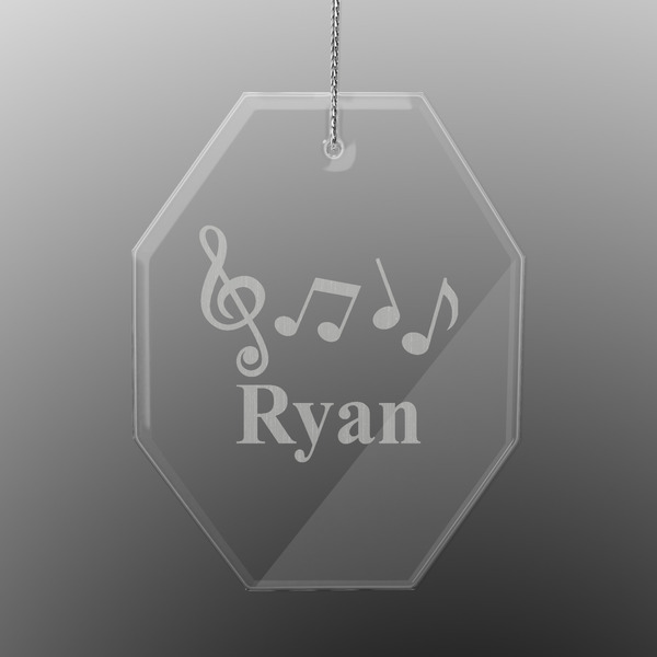 Custom Musical Notes Engraved Glass Ornament - Octagon (Personalized)