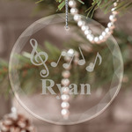 Musical Notes Engraved Glass Ornament (Personalized)