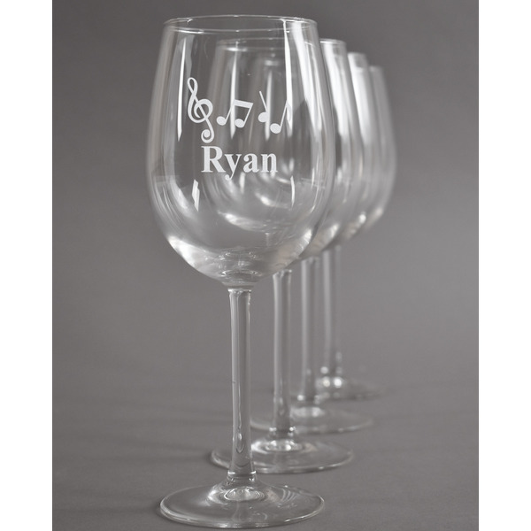 Custom Musical Notes Wine Glasses (Set of 4) (Personalized)