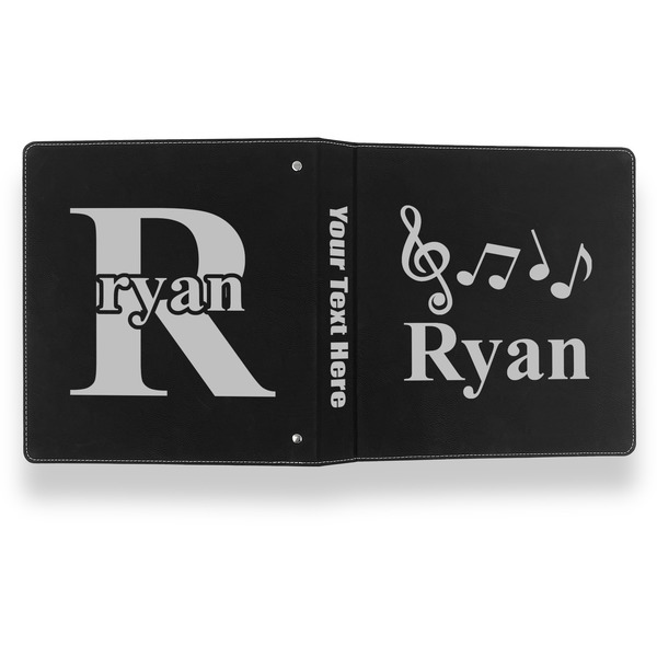 Musical Notes Leather Binder - 1" - Black- Back Spine Front View
