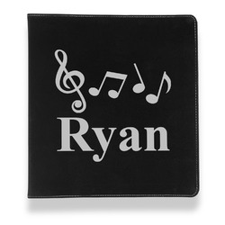 Musical Notes Leather Binder - 1" - Black (Personalized)