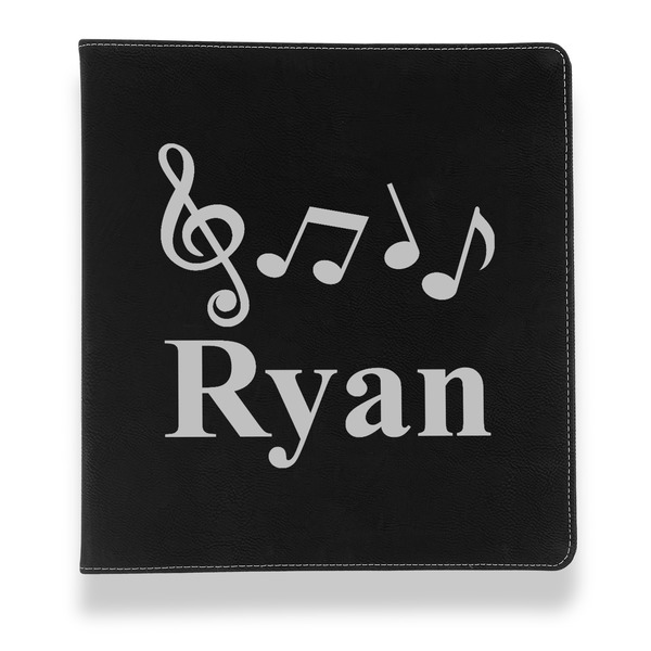Custom Musical Notes Leather Binder - 1" - Black (Personalized)