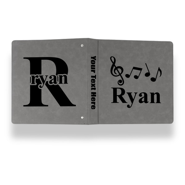 Musical Notes Leather Binder - 1" - Grey - Back Spine Front View