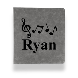 Musical Notes Leather Binder - 1" - Grey (Personalized)