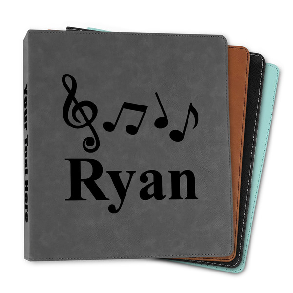 Custom Musical Notes Leather Binder - 1" (Personalized)