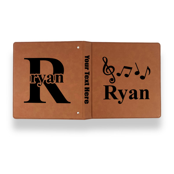 Musical Notes Leather Binder - 1" - Rawhide - Back Spine Front View