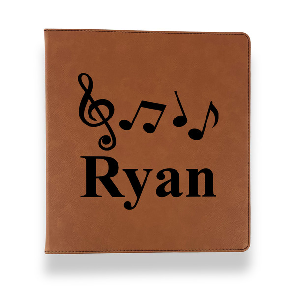 Custom Musical Notes Leather Binder - 1" - Rawhide (Personalized)