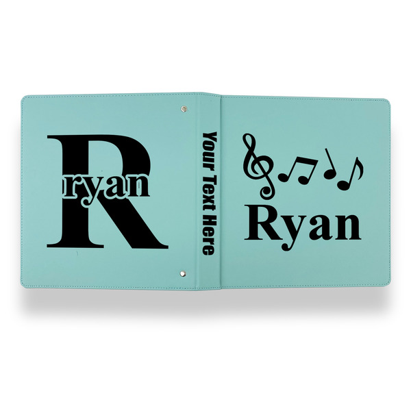 Musical Notes Leather Binder - 1" - Teal - Back Spine Front View