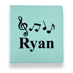 Musical Notes Leather Binder - 1" - Teal (Personalized)