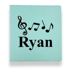 Musical Notes Leather Binder - 1" - Teal (Personalized)