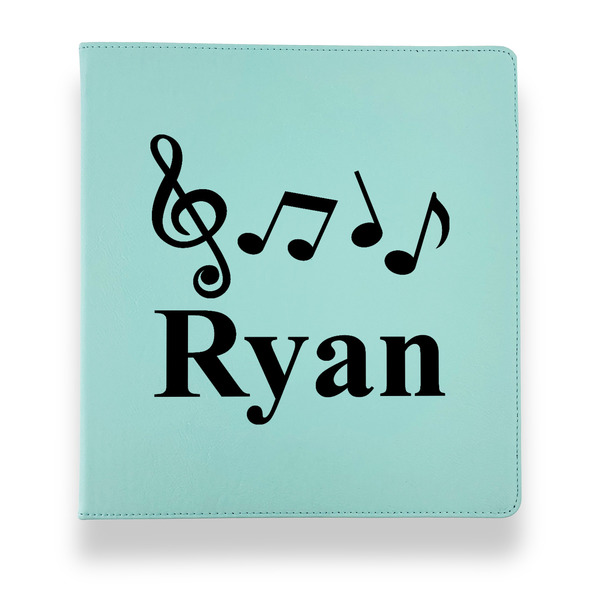 Custom Musical Notes Leather Binder - 1" - Teal (Personalized)