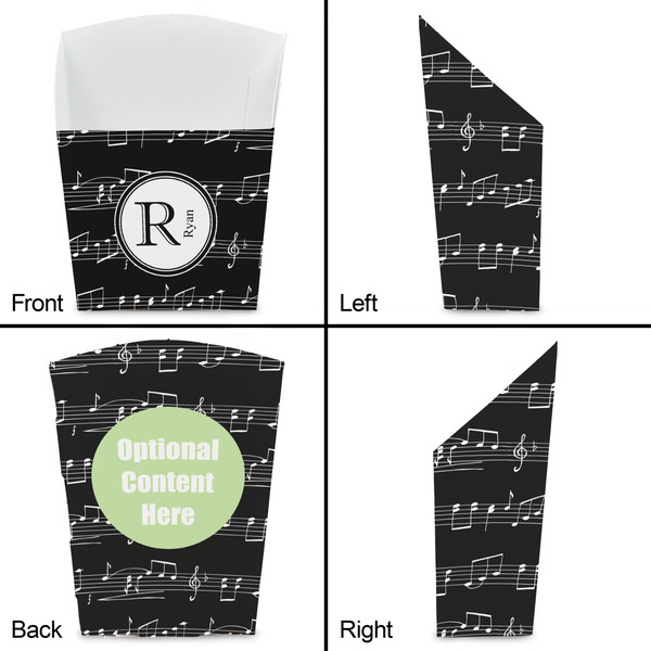 Musical Notes French Fry Favor Box - Front & Back View