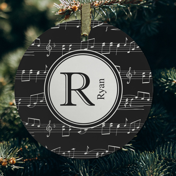Musical Notes Frosted Glass Ornament - Round (Lifestyle)