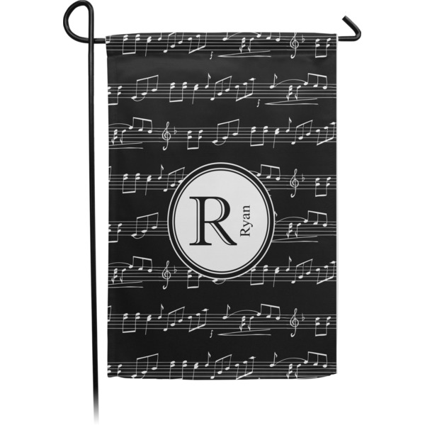 Custom Musical Notes Small Garden Flag - Single Sided w/ Name and Initial
