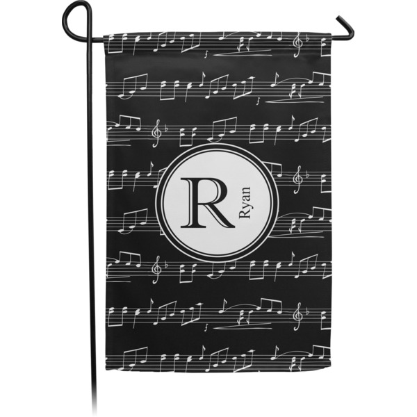 Custom Musical Notes Small Garden Flag - Double Sided w/ Name and Initial