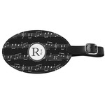 Musical Notes Genuine Leather Oval Luggage Tag (Personalized)