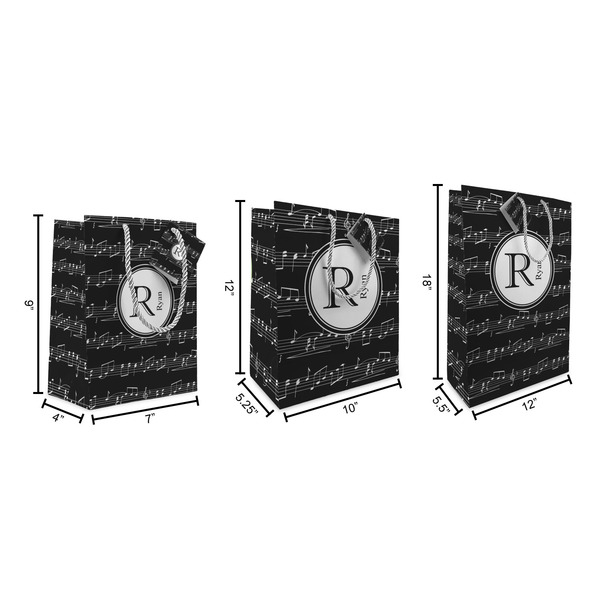 Musical Notes Gift Bags - All Sizes - Dimensions