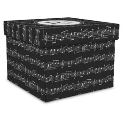 Musical Notes Gift Box with Lid - Canvas Wrapped - X-Large (Personalized)
