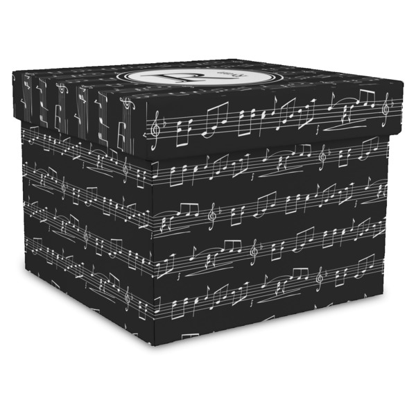 Custom Musical Notes Gift Box with Lid - Canvas Wrapped - X-Large (Personalized)