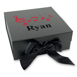 Musical Notes Gift Box with Magnetic Lid - Black (Personalized)