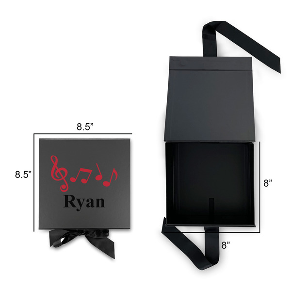 Musical Notes Gift Boxes with Magnetic Lid - Black - Open & Closed