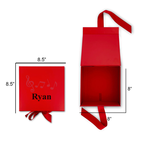 Musical Notes Gift Boxes with Magnetic Lid - Red - Open & Closed