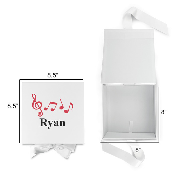 Musical Notes Gift Boxes with Magnetic Lid - White - Open & Closed