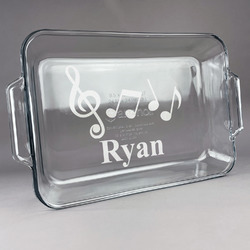 Musical Notes Glass Baking Dish with Truefit Lid - 13in x 9in (Personalized)