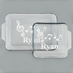 Musical Notes Set of Glass Baking & Cake Dish - 13in x 9in & 8in x 8in (Personalized)