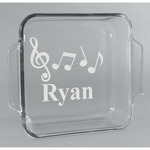 Musical Notes Glass Cake Dish - 8in x 8in (Personalized)
