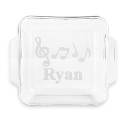 Musical Notes Glass Cake Dish with Truefit Lid - 8in x 8in (Personalized)