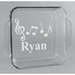 Musical Notes Glass Cake Dish - 8in x 8in (Personalized)