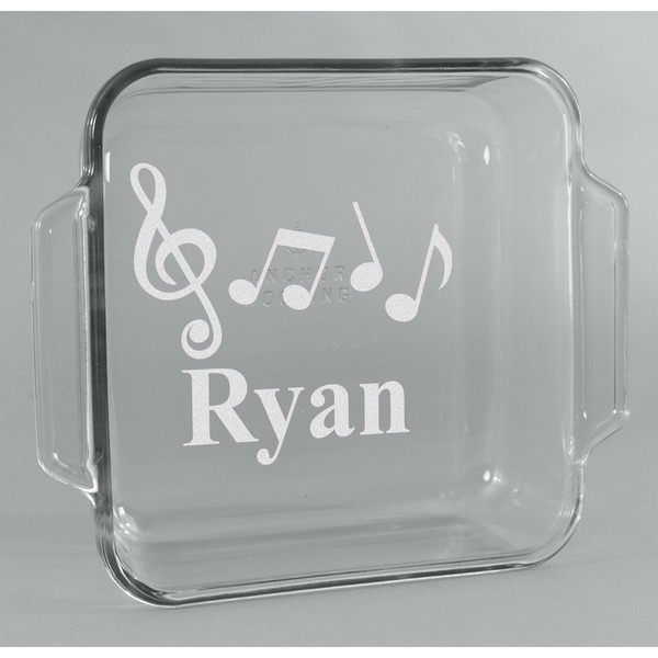 Custom Musical Notes Glass Cake Dish - 8in x 8in (Personalized)