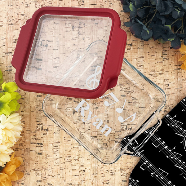 Musical Notes Glass Cake Dish - LIFESTYLE (8x8)