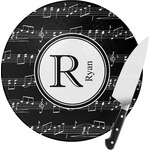 Musical Notes Round Glass Cutting Board (Personalized)