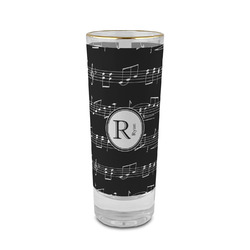 Musical Notes 2 oz Shot Glass -  Glass with Gold Rim - Single (Personalized)