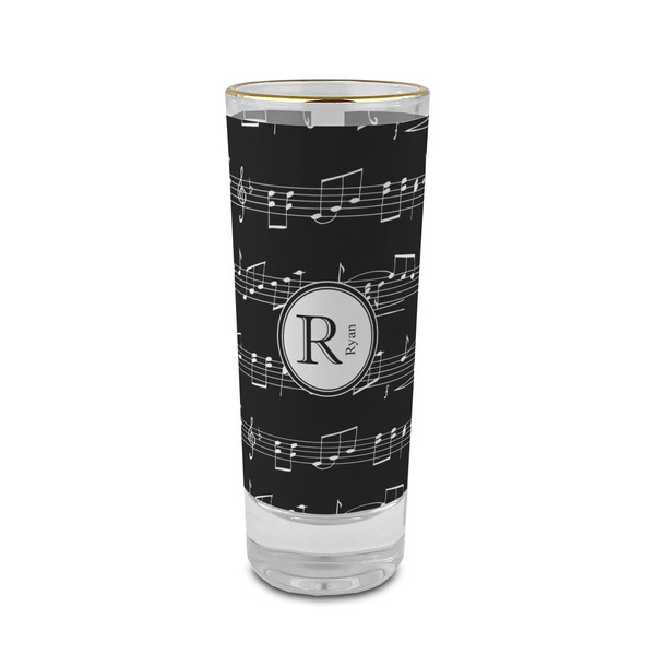 Custom Musical Notes 2 oz Shot Glass -  Glass with Gold Rim - Set of 4 (Personalized)