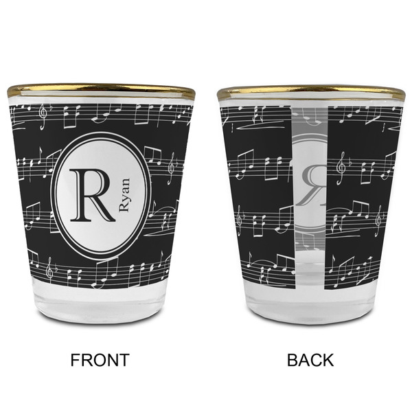 Musical Notes Glass Shot Glass - with gold rim - APPROVAL