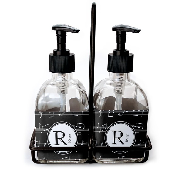 Custom Musical Notes Glass Soap & Lotion Bottle Set (Personalized)