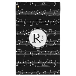 Musical Notes Golf Towel - Poly-Cotton Blend - Large w/ Name and Initial
