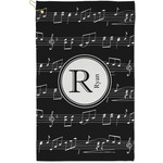 Musical Notes Golf Towel - Poly-Cotton Blend - Small w/ Name and Initial