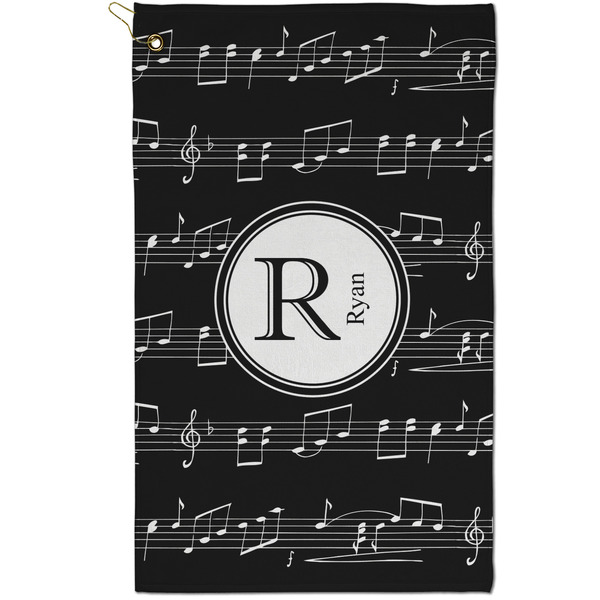 Custom Musical Notes Golf Towel - Poly-Cotton Blend - Small w/ Name and Initial