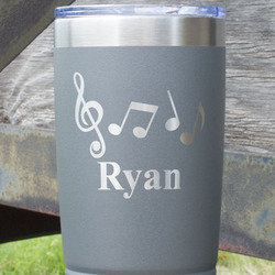 Musical Notes 20 oz Stainless Steel Tumbler - Grey - Single Sided (Personalized)