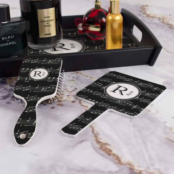 Musical Notes Hair Brush and Hand Mirror - Bathroom Scene