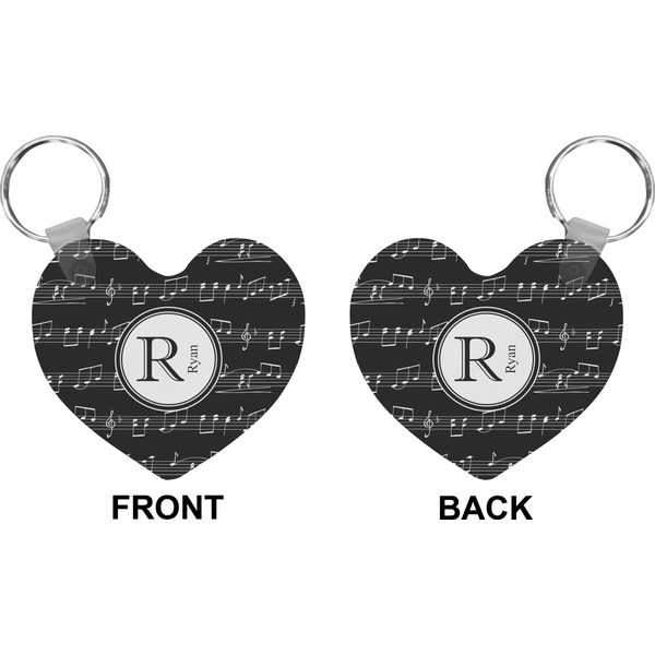 Musical Notes Heart Keychain (Front + Back)