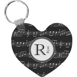 Musical Notes Heart Plastic Keychain w/ Name and Initial