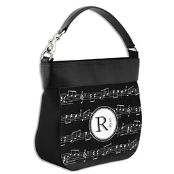 Musical Notes Hobo Purse w/ Genuine Leather Trim w/ Name and Initial