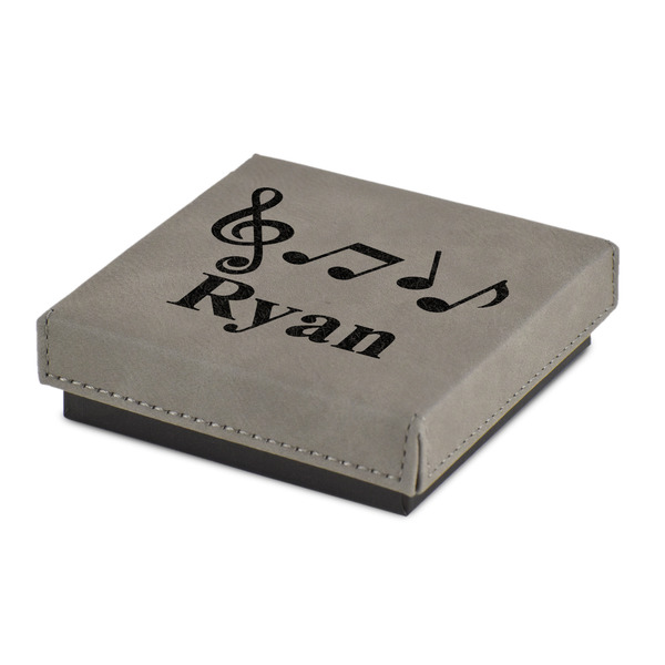 Custom Musical Notes Jewelry Gift Box - Engraved Leather Lid (Personalized)